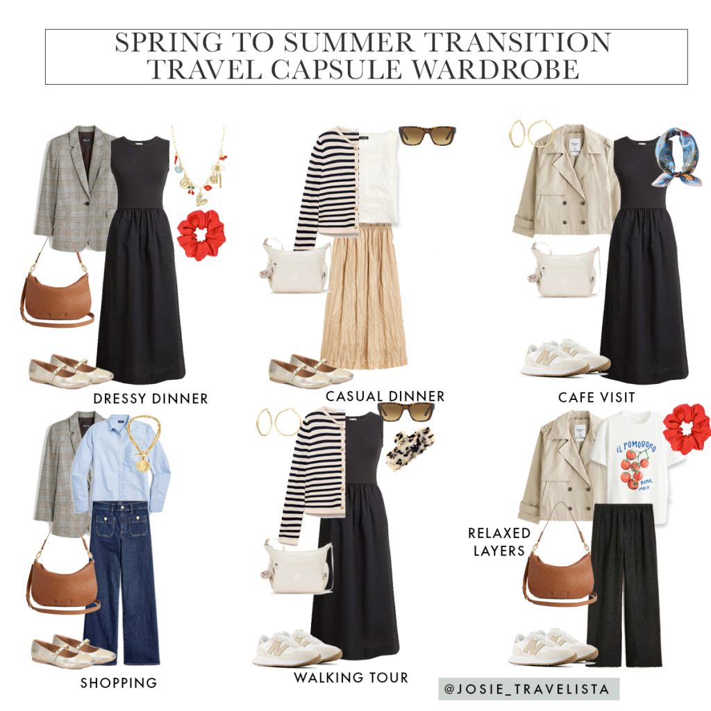 Europe travel outfits spring summer travel capsule wardrobe