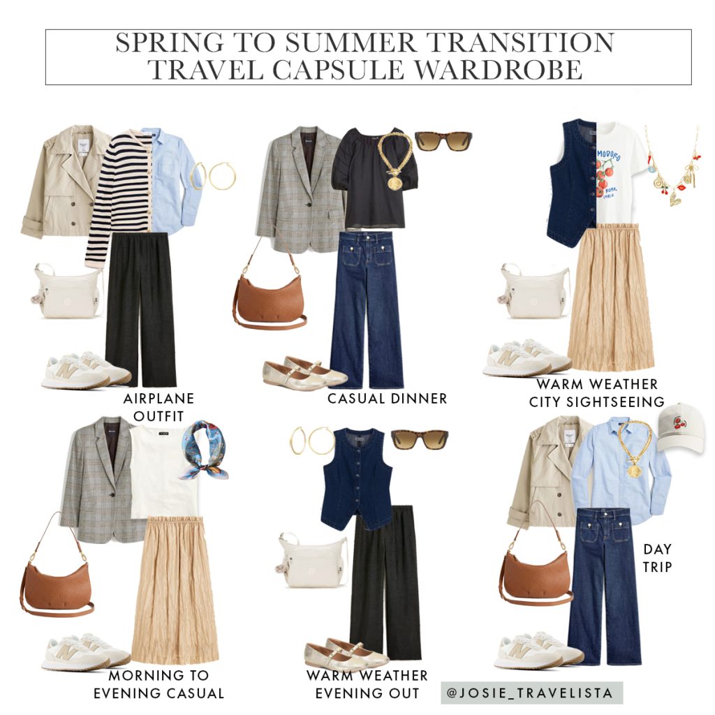 Europe travel outfits spring summer travel capsule wardrobe